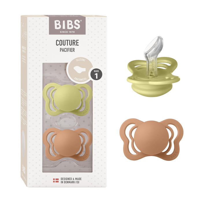 BIBS Couture Schnuller 2er-Pack, BPA-frei, Kiefergerechte Form. Silikon, Hergestellt in Dänemark. 0-