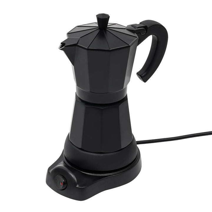 CHERIPOLI Mokkakanne, 300ml Espresso Kocher, Kaffeekocher in Schwarz, verdecktes Heizelement, elektr