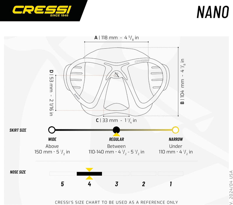 Cressi Herren Nano Taucherbrille UNI Transparent/Gelb, UNI Transparent/Gelb