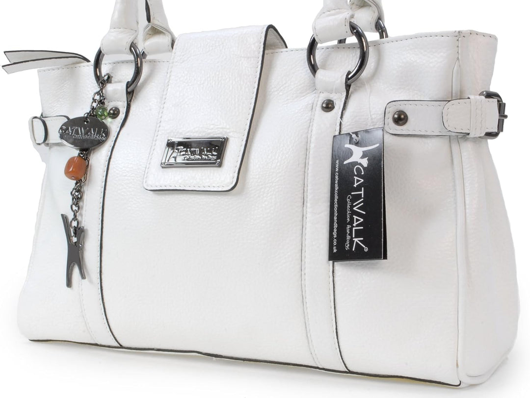 Catwalk Collection Handbags - Leder - Umhängetasche/Handtasche/Schultertasche - MARTINA Weiss, Weiss
