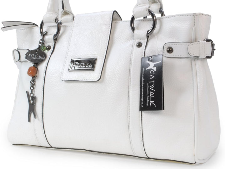 Catwalk Collection Handbags - Leder - Umhängetasche/Handtasche/Schultertasche - MARTINA Weiss, Weiss