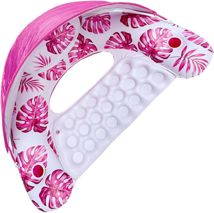 Sunshade Pool Float – Schwimmende Liege für See Fluss und Pool mit Sonnenschutz und Getränkehalter,