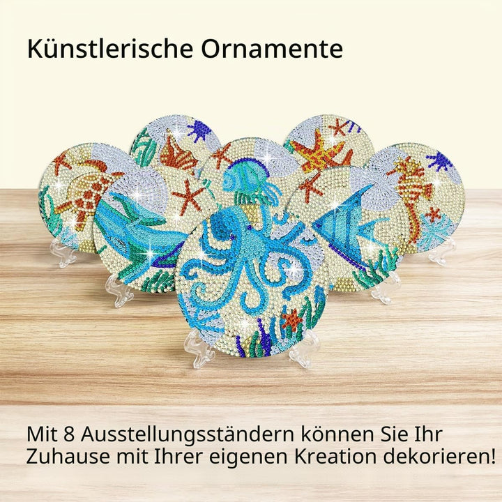 Muzagroo Art Diamantmalerei-Untersetzer mit Halter DIY-Ozean-Diamant-Kunst-Sets für Anfänger stressr
