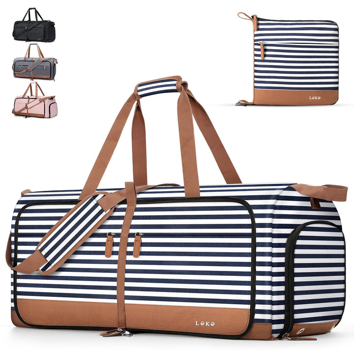 Lekesky Reisetasche Damen 60L 80L 100L mit Schuhfach, Faltbare Reisetasche Weekender Sporttasche fur