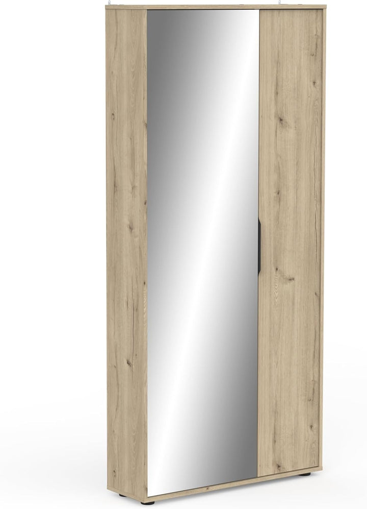möbelando Schuhschrank >Ebony< in Eiche royal - 82,8x178,4x23,9cm (BxHxT)