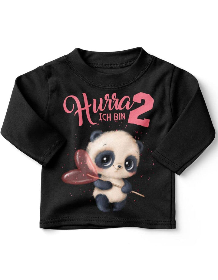 miKalino Baby/Kinder Longsleeve mit Spruch Ich Bin Zwei 2 süsser Waschbär Langarm Shirt für Mädchen