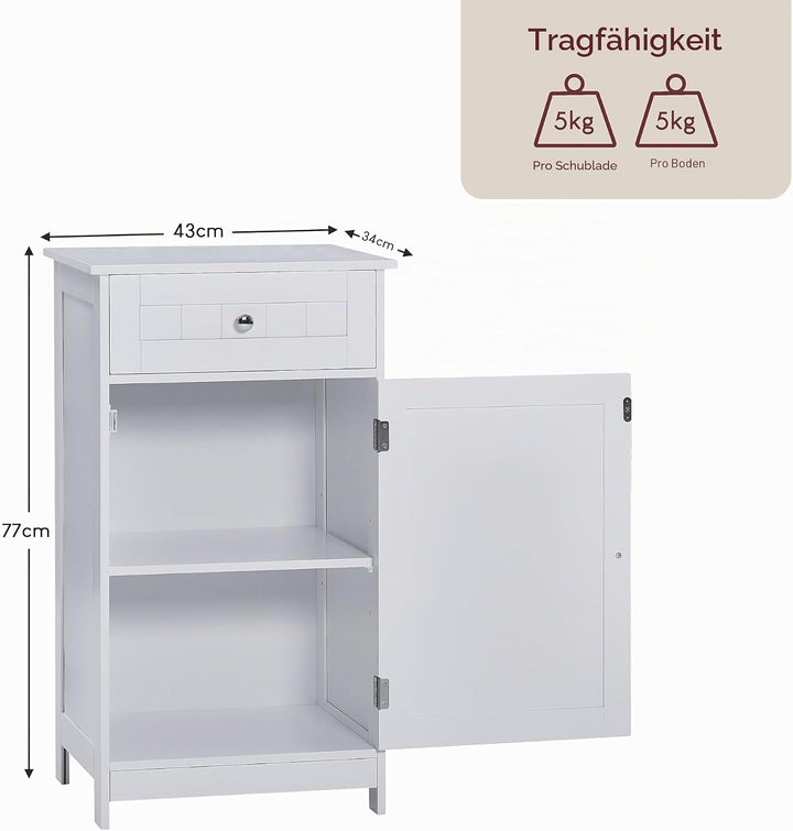 Bath Vida Badezimmerschrank, 1 Tür, 1 Schublade, bodenstehend, Aufbewahrungseinheit, weiss Schrank m