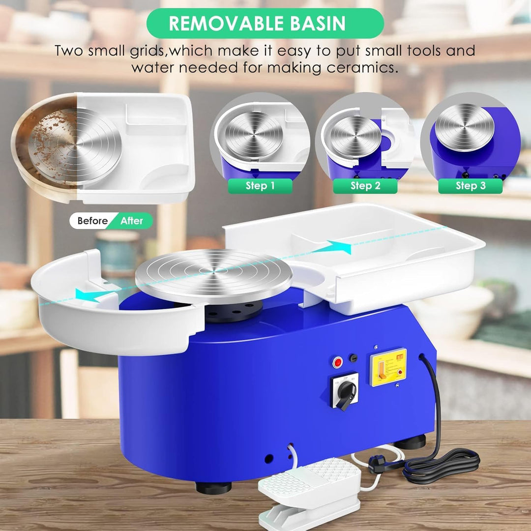 Elektrische Töpferscheibe Maschine, 25cm 350W Formmaschine Ton Werkzeug mit Fusspedale Keramikformma