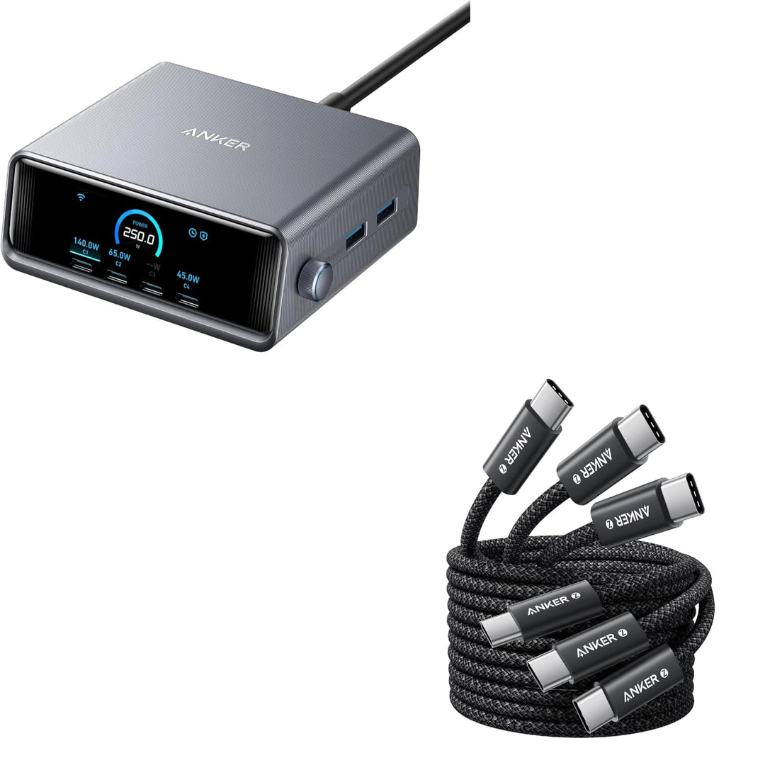 Anker 240W USB C Kabel [2 Stück 1,8m]+Anker 250W USB C Ladegerät