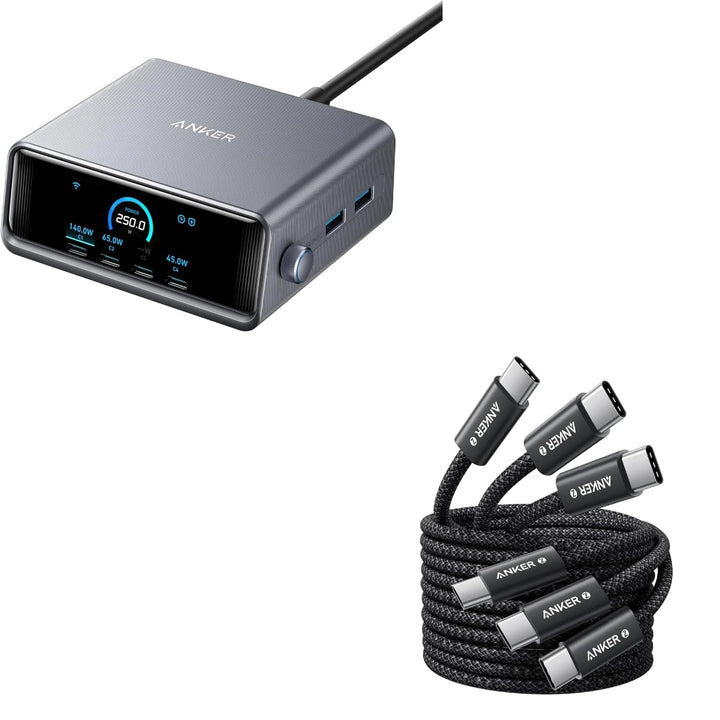 Anker 240W USB C Kabel [2 Stück 1,8m]+Anker 250W USB C Ladegerät