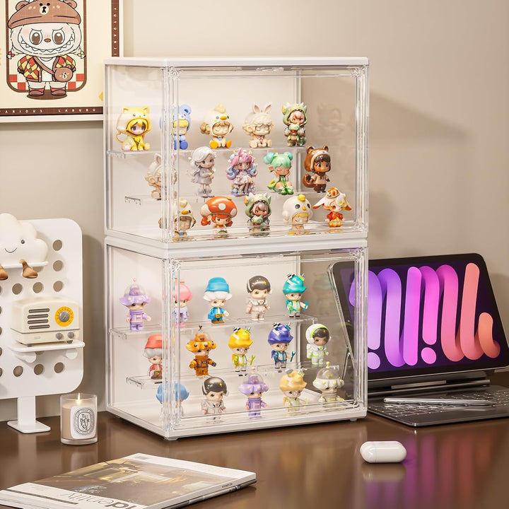 Acryl Vitrine Schaukasten mit LED, Glasvitrine mit Magnettür für Action Figuren, Spielzeug, Blind Bo