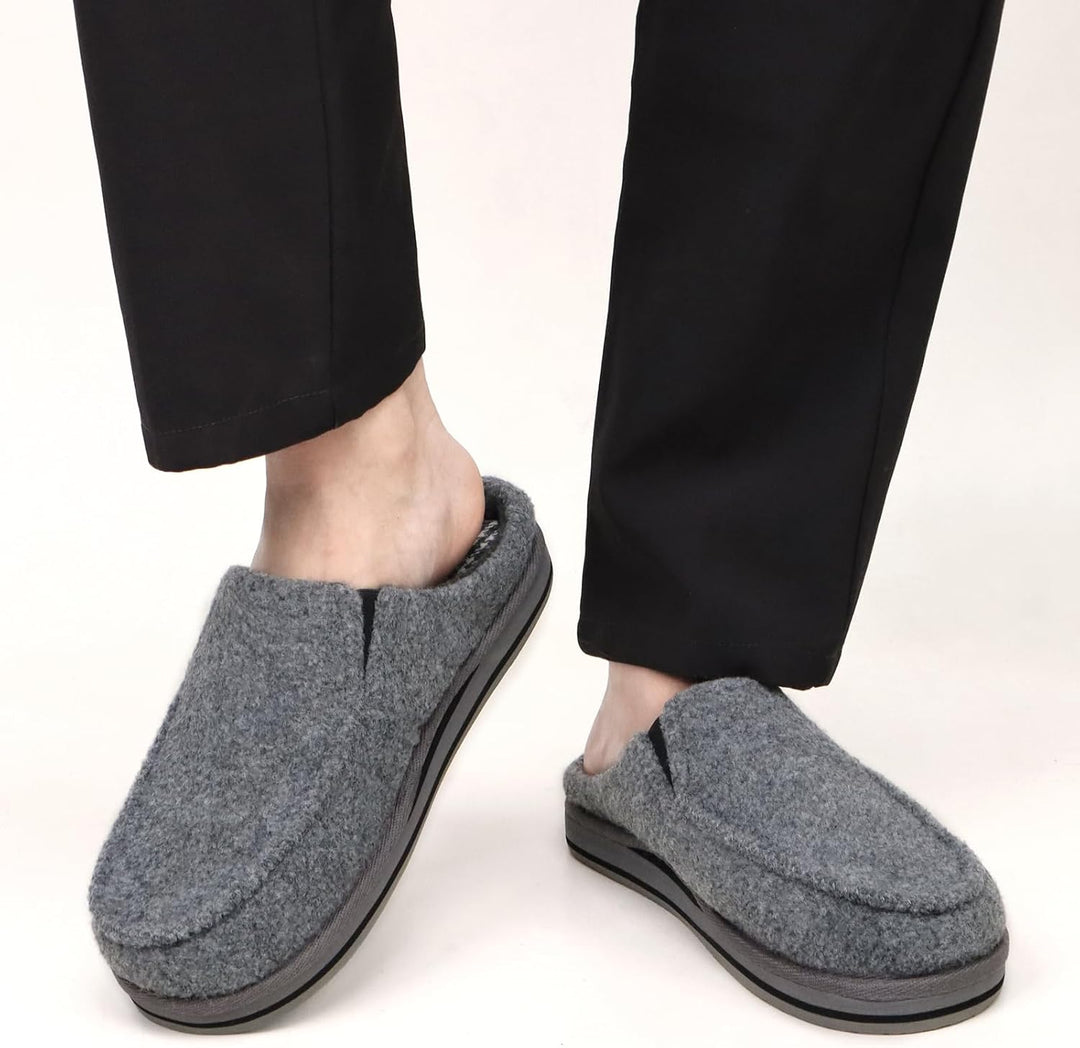 ONCAI Hausschuhe Herren Komfort Pantoffeln Plüsch Streifen Hüttenschuhe Wärme Cord Flauschig Slipper