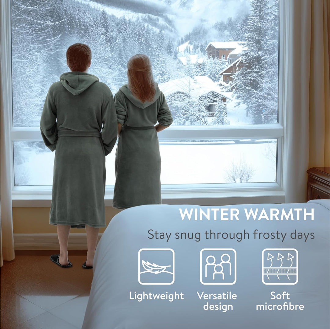 HOMELEVEL Bademantel Morgenmantel Unisex - kuschelweicher Reisebademantel Saunamantel - Mikrofaser M