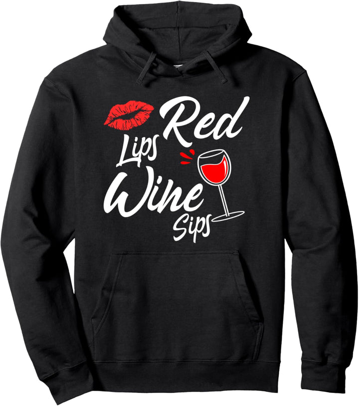 Wein Rotwein Rote Lippen - Lustiges Frauen Weinfest Geschenk Pullover Hoodie