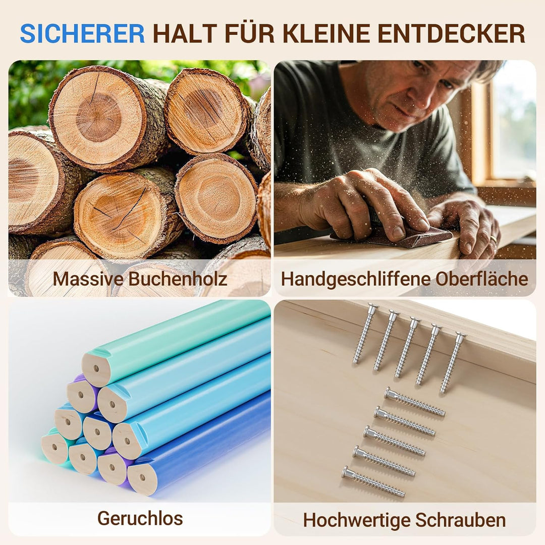 COSYLAND Klettergerüst Indoor L – Grosses Kletterdreieck Set mit Kletterbogen & Rutsche – 8-in-1 Mas