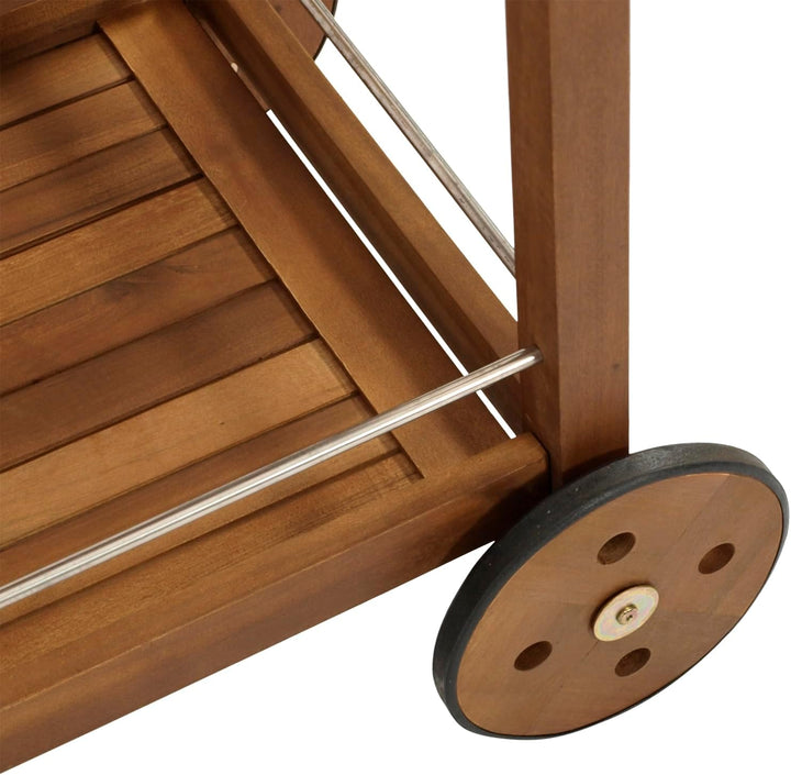 DEGAMO Barwagen Servierwagen Cape TOWN92x84x83cm, Zwei Ebenen, Holz Akazie braun geölt, Outdoor
