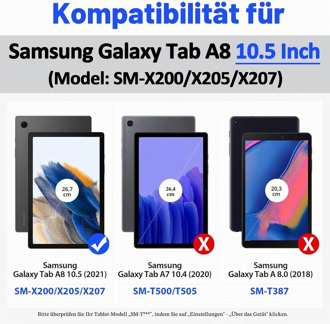 DUZZONA Kinder Hülle für Samsung Galaxy Tab A8 10,5 Zoll 2022 (SM-X200/X205/X207), mit integriertem