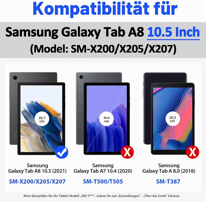 DUZZONA Kinder Hülle für Samsung Galaxy Tab A8 10,5 Zoll 2022 (SM-X200/X205/X207), mit integriertem