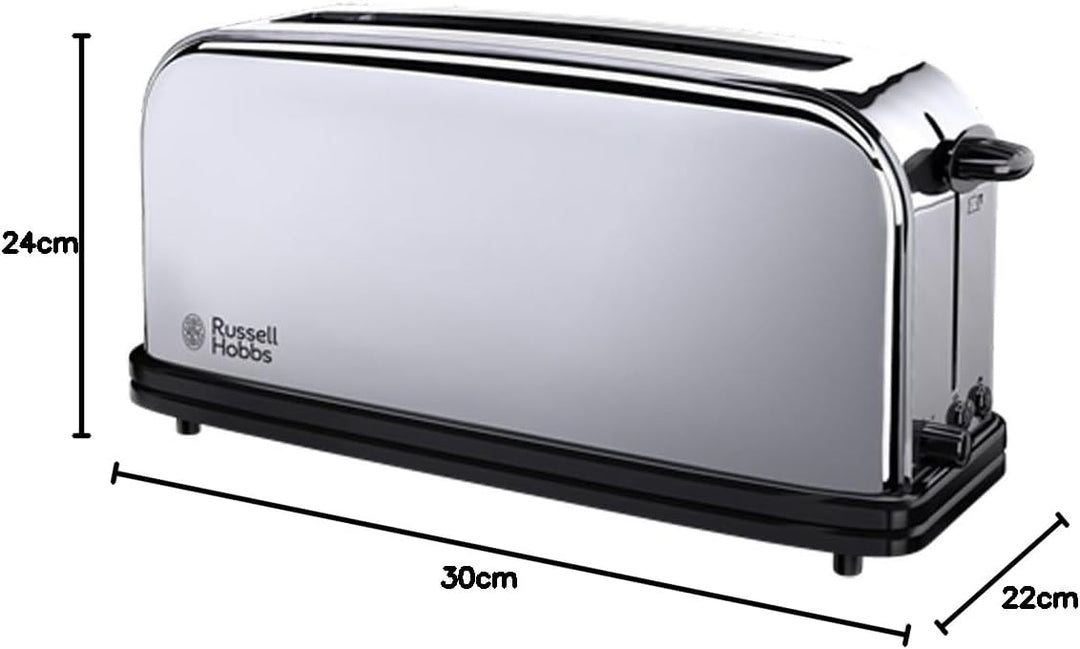 Russell Hobbs Toaster [Langschlitz für 2 Scheiben / 1 breite Brotscheibe] Victory Edelstahl (extra b