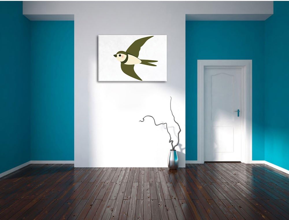 Fliegende Schwalbe weiss, Format: 100x70 auf Leinwand, XXL riesige Bilder fertig gerahmt mit Keilrah