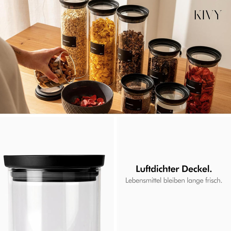 KIVY Vorratsgläser mit transparenten Glasdeckel [4x 500ml] Luftdichte Aufbewahrungsgläser mit Deckel