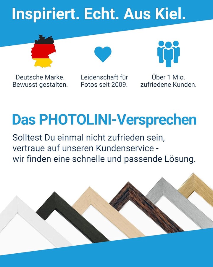 PHOTOLINI Bilderrahmen Set verschiedene Grössen, 14 Bilderrahmen Holz MDF Natur, Bilder Rahmen mit A