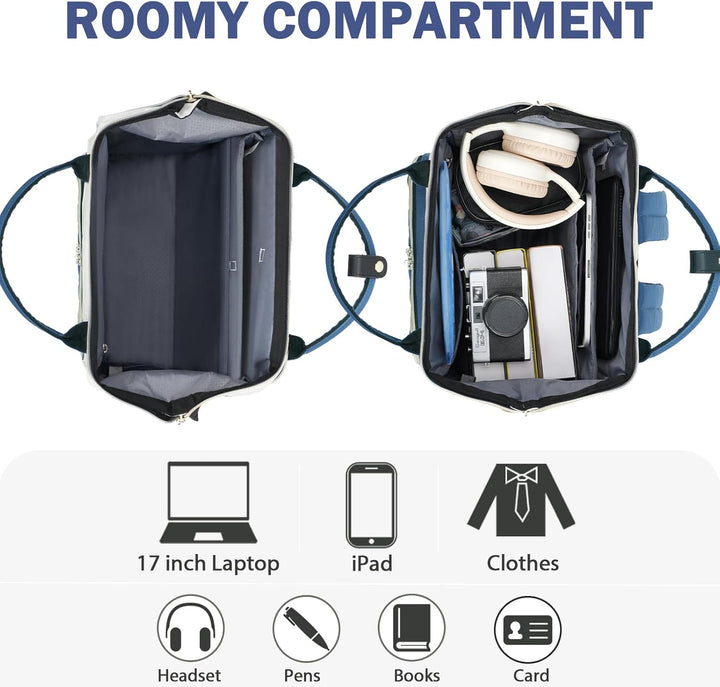 EMPSIGN Laptop Rucksack Damen 17.3 Zoll, Wasserfest Mädchen, Elegante Arbeitstasche Lehrertasche, Re