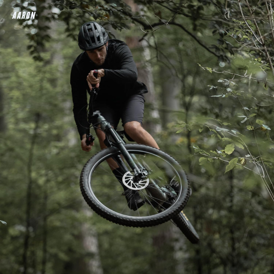 AARON MTB Fahrradgriffe mit Gel Auflagefläche - Lenkergriffe aus rutschfestem Gummi inkl. Lenkerendk
