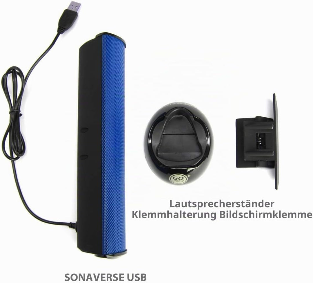 GOgroove SonaVERSE PC Soundbar für Laptops - USB-betriebene Mini-Soundbar mit tragbarem externem Cli