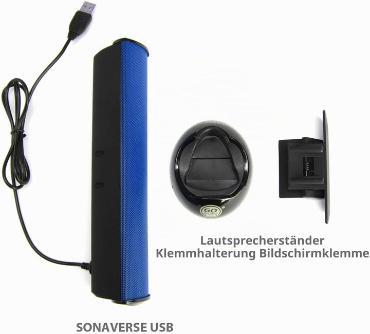GOgroove SonaVERSE PC Soundbar für Laptops - USB-betriebene Mini-Soundbar mit tragbarem externem Cli