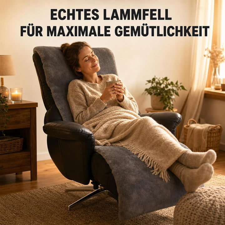 Sesselschoner Lammfell Premium Sesselauflage Relax, Sesselschutz - Breite 50 cm (Länge 160 cm, Schie