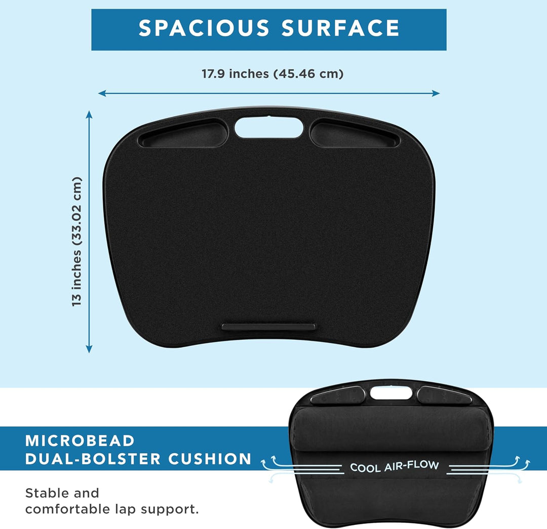 LapGear MyDesk Schossschreibtisch mit Gerätekeile und Handyhalterung, Schwarz, für bis zu 15,6 Zoll