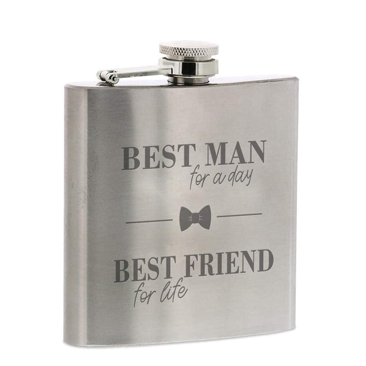Edelstahl Flachmann Klein mit Gravur - Best Man for A Day Best Friend for Life - Geschenkidee für Tr