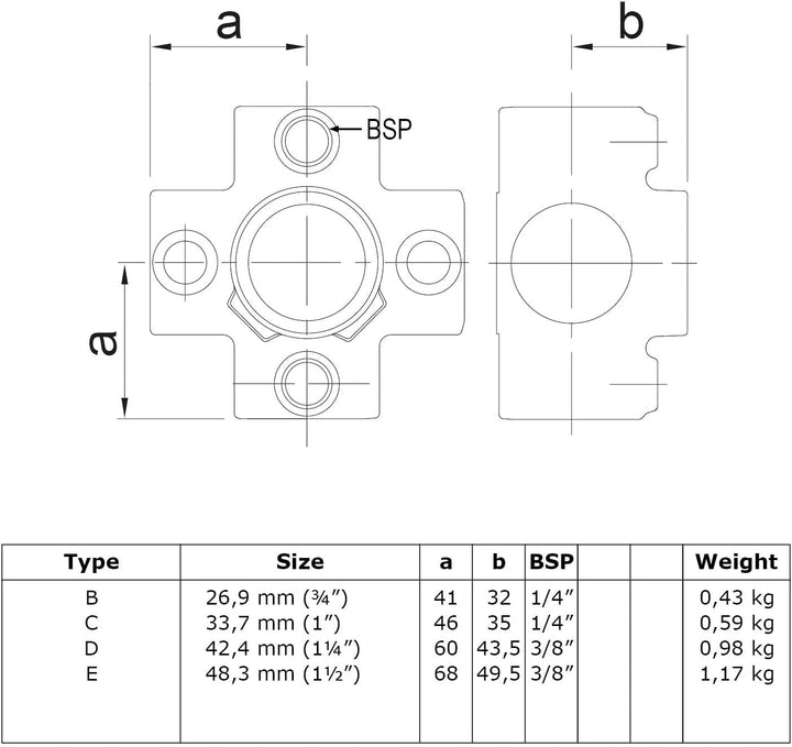 Rohrverbinder Typ 26 4-Richtungs-Kreuzstück Ø 48,3 mm