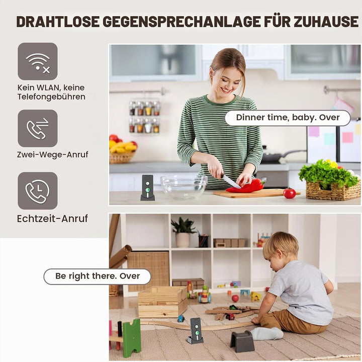 Gegensprechanlage, 2-Wege-Gegensprechanlage, kabelloses Intercom-System für Zuhause, 500M SOS Alarm