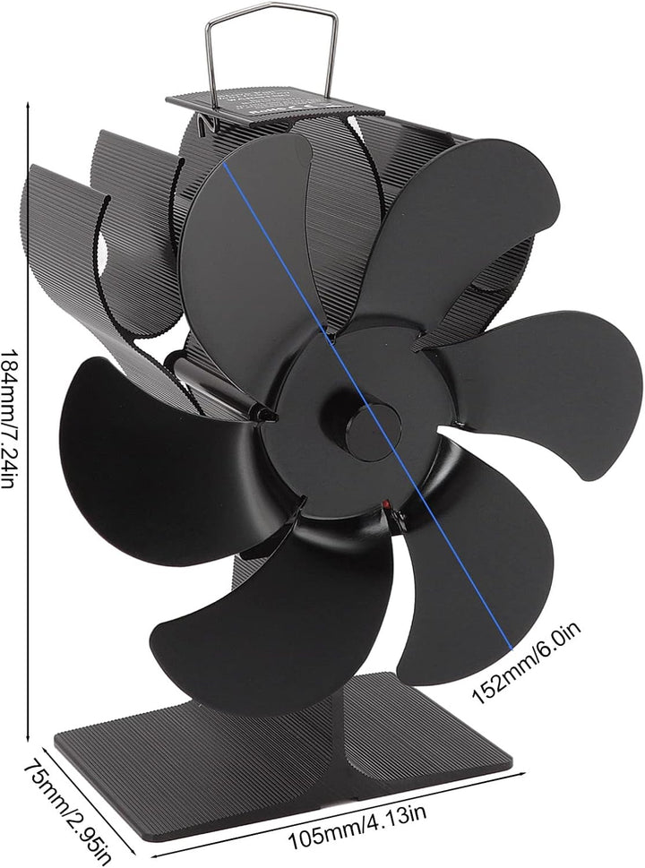 Wakects Ofenventilator für Kamin, 6 Flügel, Kaminventilator, selbststartender Ofenventilator, kein S