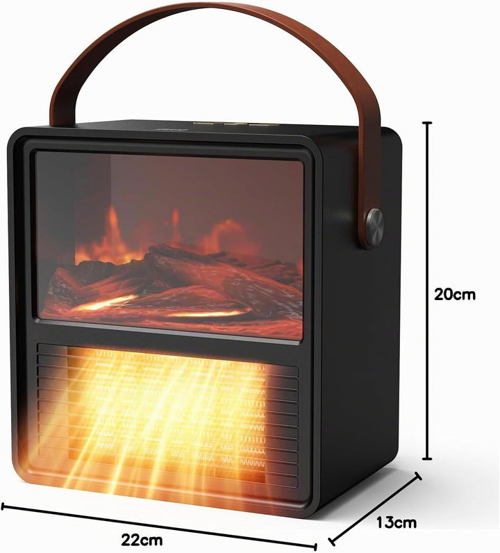Minthouz Elektrischer Heizlüfter 1200W/800W, Keramik Heizgerät mit 3D Flammeneffekt, Einstellbarem T