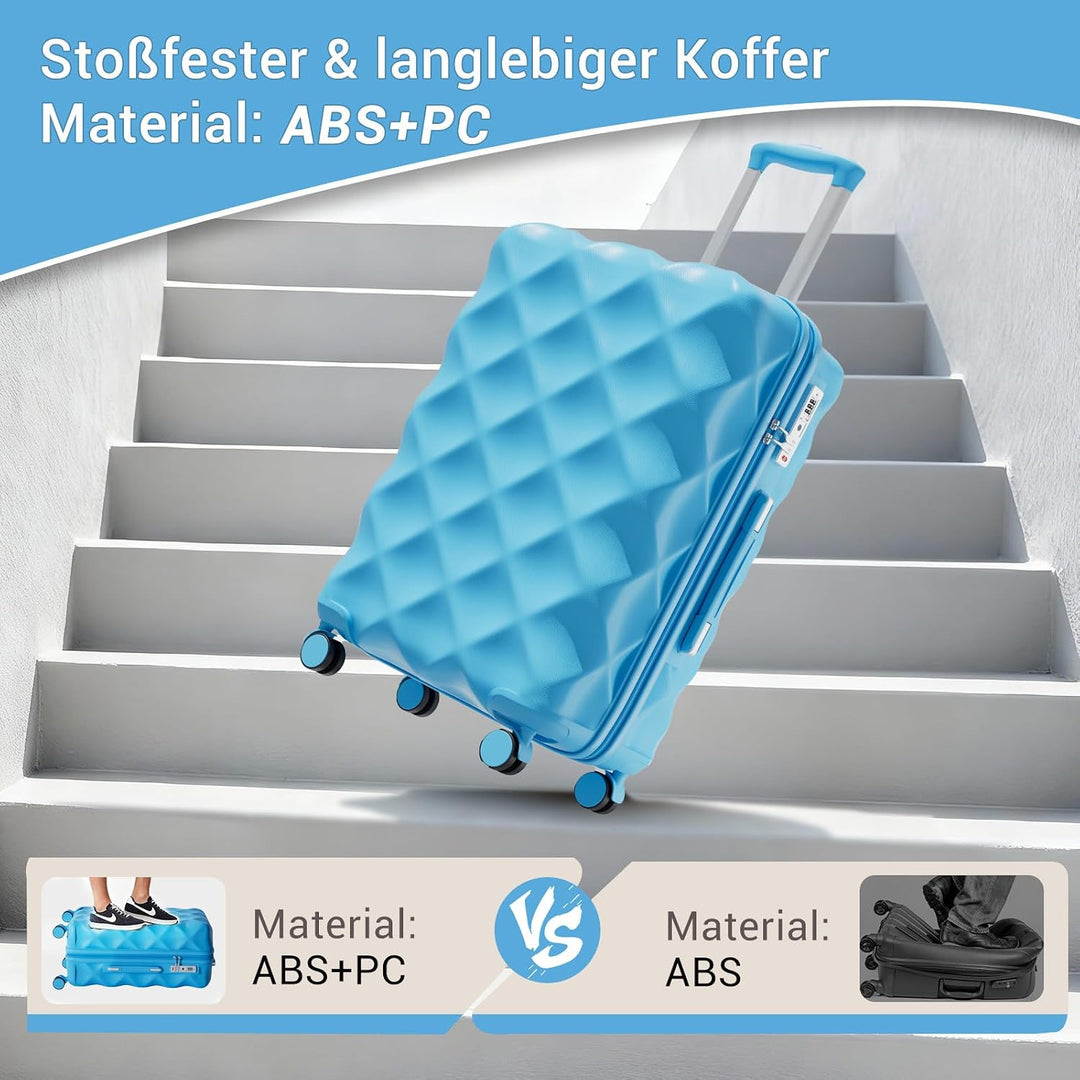 British Traveller Mittelgrosser Koffer 64x43x26.5 cm Leichter Reisekoffer aus ABS+PC mit TSA-Schloss