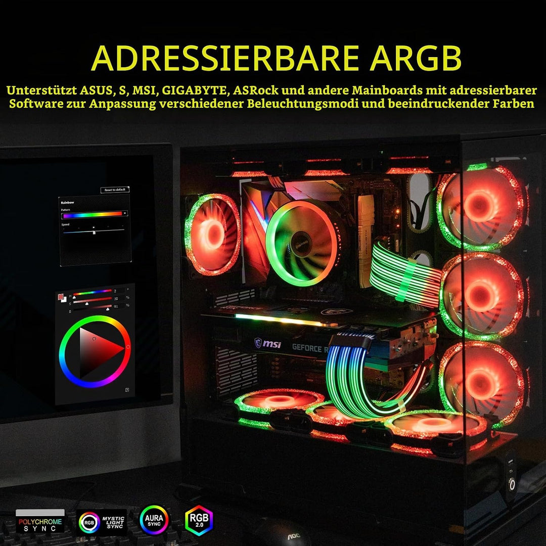 Sirlyr 24 Pin RGB Kabel,RGB PSU Kabel Verlängerungen - 5V 3Pin Addressable ARGB Motherboard Netzteil