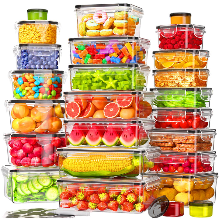 Frischhaltedosen mit Deckel, 50 Teile Vorratsdosen Set (25 Behälter & 25 Deckel),Küche Meal Prep Box