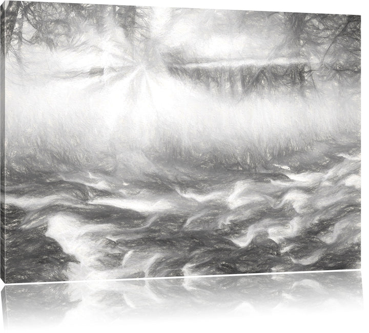 Pixxprint Nebeldickicht im Wald als Leinwandbild/Grösse: 100x70 / Wandbild/Kunstdruck/fertig bespann