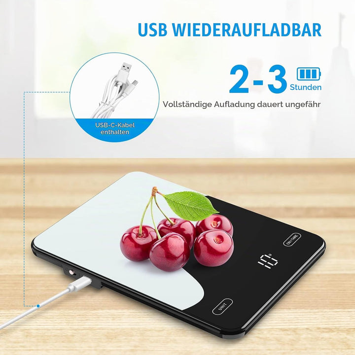 Brifit Digitale Küchenwaage 10kg/1g – Präzise Grammwaage mit LED-Display, Tara-Funktion, USB-C Aufla