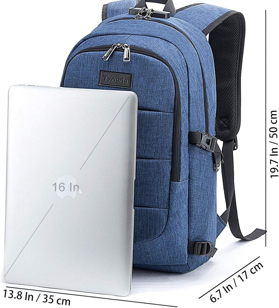Tzowla Laptop Rucksack Herren und Damen, Reiserucksack Wasserdicht Anti-Diebstahl mit USB-Ladeanschl