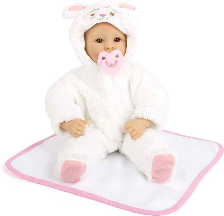 Small Foot 11498 Babypuppe Lämmchen mit weichem Körper, inkl. Kuscheldecke, Strampler und Schnuller,
