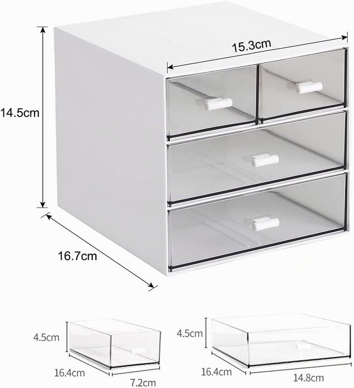 Schreibtisch-Aufbewahrung, Make-up-Aufbewahrungsbox mit 4 Schubladen, Kunststoff, Bürobedarf, Schrei