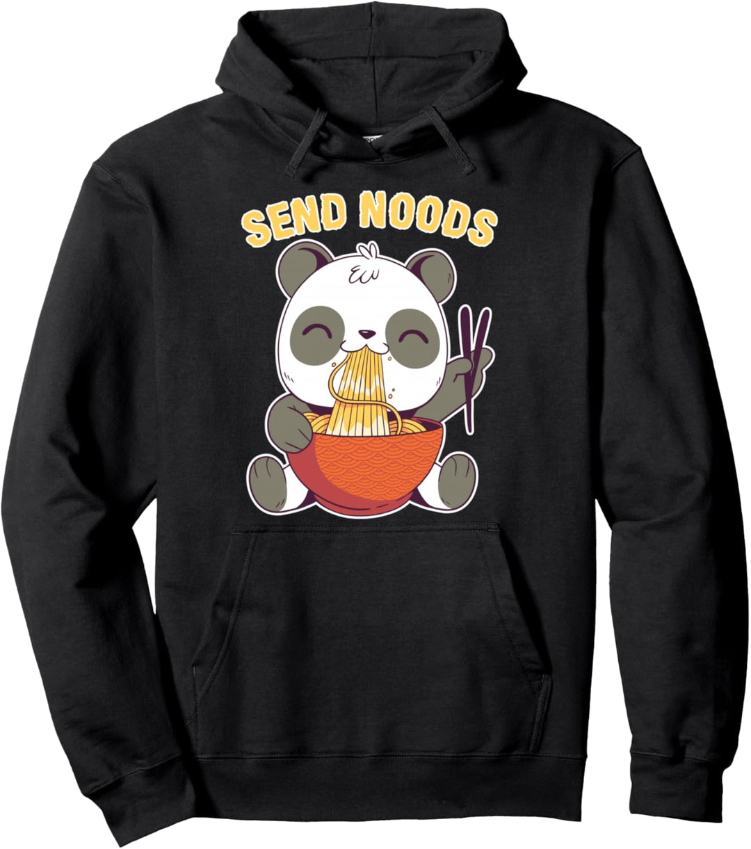 Send Noods - Funny Ramen Noodle Panda Pullover Hoodie