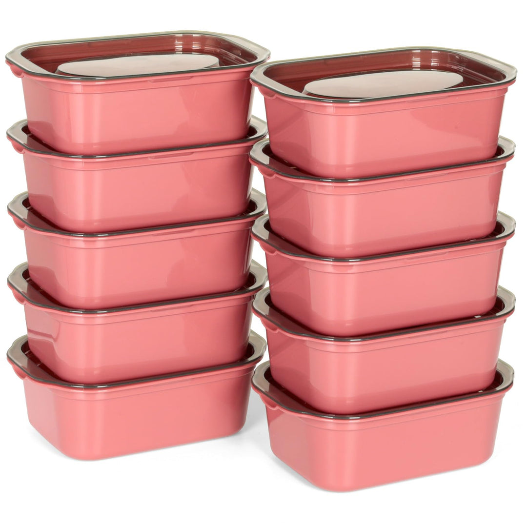 Cozary 10PCS Rechteckig Frischhaltedosen, 500ML Vorratsdosen mit Deckel, Luftdicht, Stapelbar, Mikro