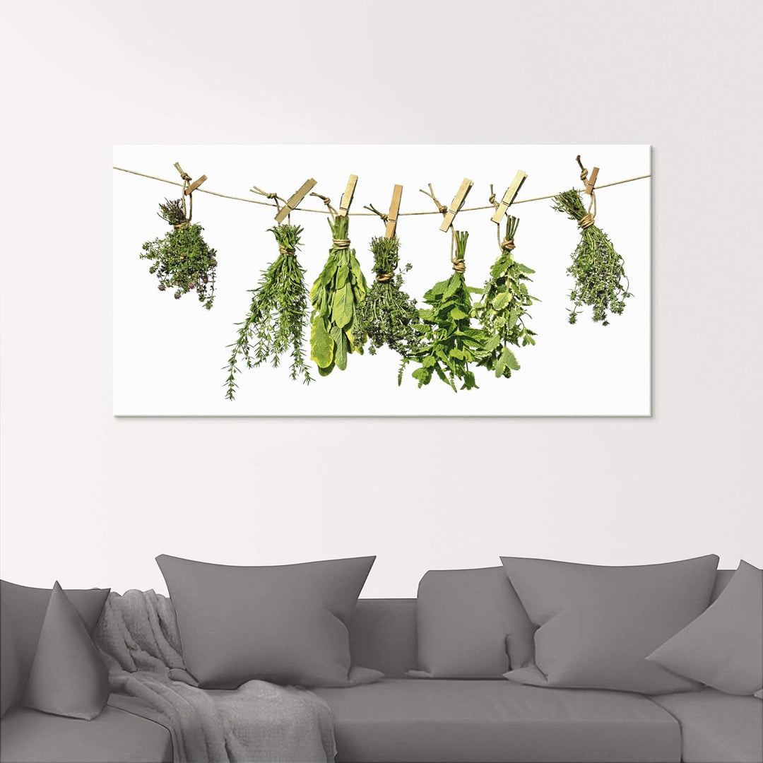 ARTland Glasbilder Wandbild Glas Bild einteilig 60x30 cm Querformat Kräuter Gewürze Rosmarin Minze S