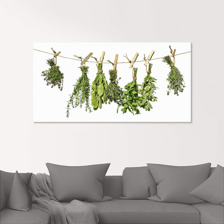 ARTland Glasbilder Wandbild Glas Bild einteilig 60x30 cm Querformat Kräuter Gewürze Rosmarin Minze S