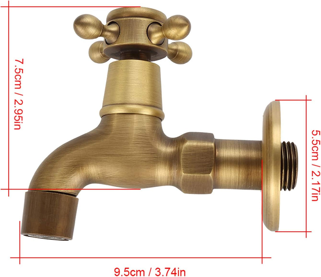 Wasserhahn, Messing Wasserhahn Wandmontage Vintage Massivem Messing Wasserhahn Einzigen Kaltes Wasse